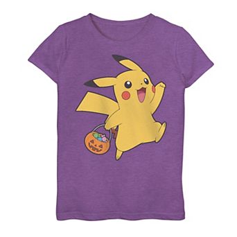 Girls 7-16 Pokemon Happy Pikachu Trick Or Treat Tee
