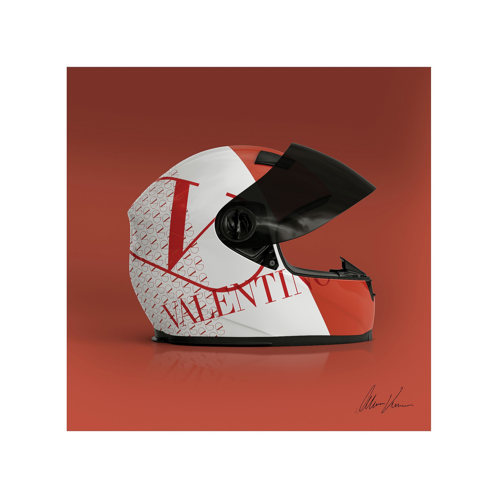 Empire Art Direct Valentino Speeding Helmet Frameless Free-Floating Te