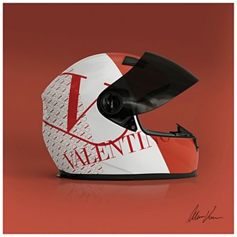 Empire Art Direct "Valentino Speeding Helmet" Frameless Free-Floating Tempered Glass Panel Graphic Wall Art