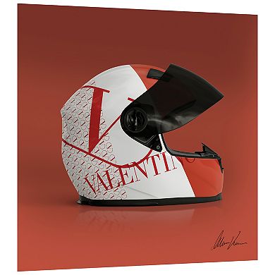 Empire Art Direct "Valentino Speeding Helmet" Frameless Free-Floating Tempered Glass Panel Graphic Wall Art