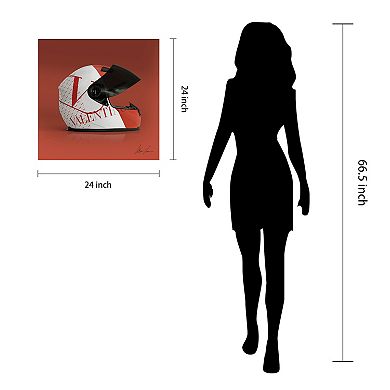 Empire Art Direct "Valentino Speeding Helmet" Frameless Free-Floating Tempered Glass Panel Graphic Wall Art