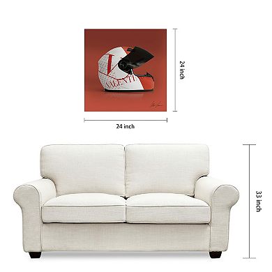 Empire Art Direct "Valentino Speeding Helmet" Frameless Free-Floating Tempered Glass Panel Graphic Wall Art