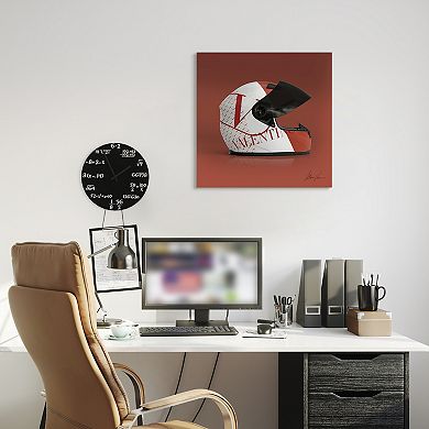 Empire Art Direct "Valentino Speeding Helmet" Frameless Free-Floating Tempered Glass Panel Graphic Wall Art