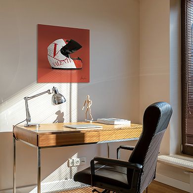 Empire Art Direct "Valentino Speeding Helmet" Frameless Free-Floating Tempered Glass Panel Graphic Wall Art
