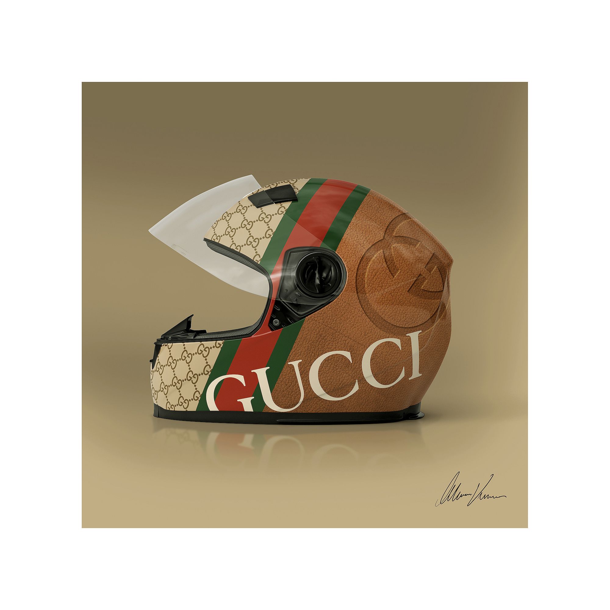 Empire Art Direct Gucci Fabulous Helmet Frameless Free-Floating Temper
