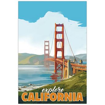 Empire Art Direct "Golden Gate Gaze" Frameless Free-Floating Tempered Glass Panel Graphic Wall Art