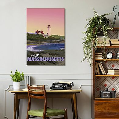 Empire Art Direct "Massachusetts Mornings" Frameless Free-Floating Tempered Glass Panel Graphic Wall Art