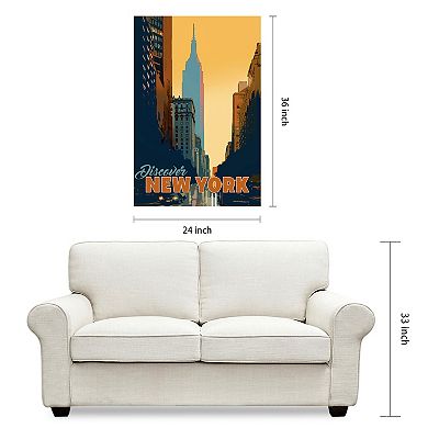 Empire Art Direct "New York Minute" Frameless Free-Floating Tempered Glass Panel Graphic Wall Art