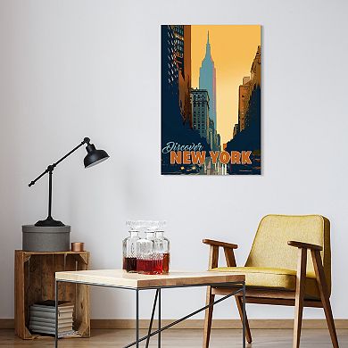 Empire Art Direct "New York Minute" Frameless Free-Floating Tempered Glass Panel Graphic Wall Art