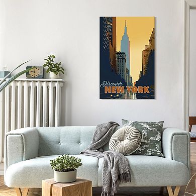 Empire Art Direct "New York Minute" Frameless Free-Floating Tempered Glass Panel Graphic Wall Art