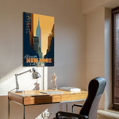 Empire Art Direct "New York Minute" Frameless Free-Floating Tempered Glass Panel Graphic Wall Art