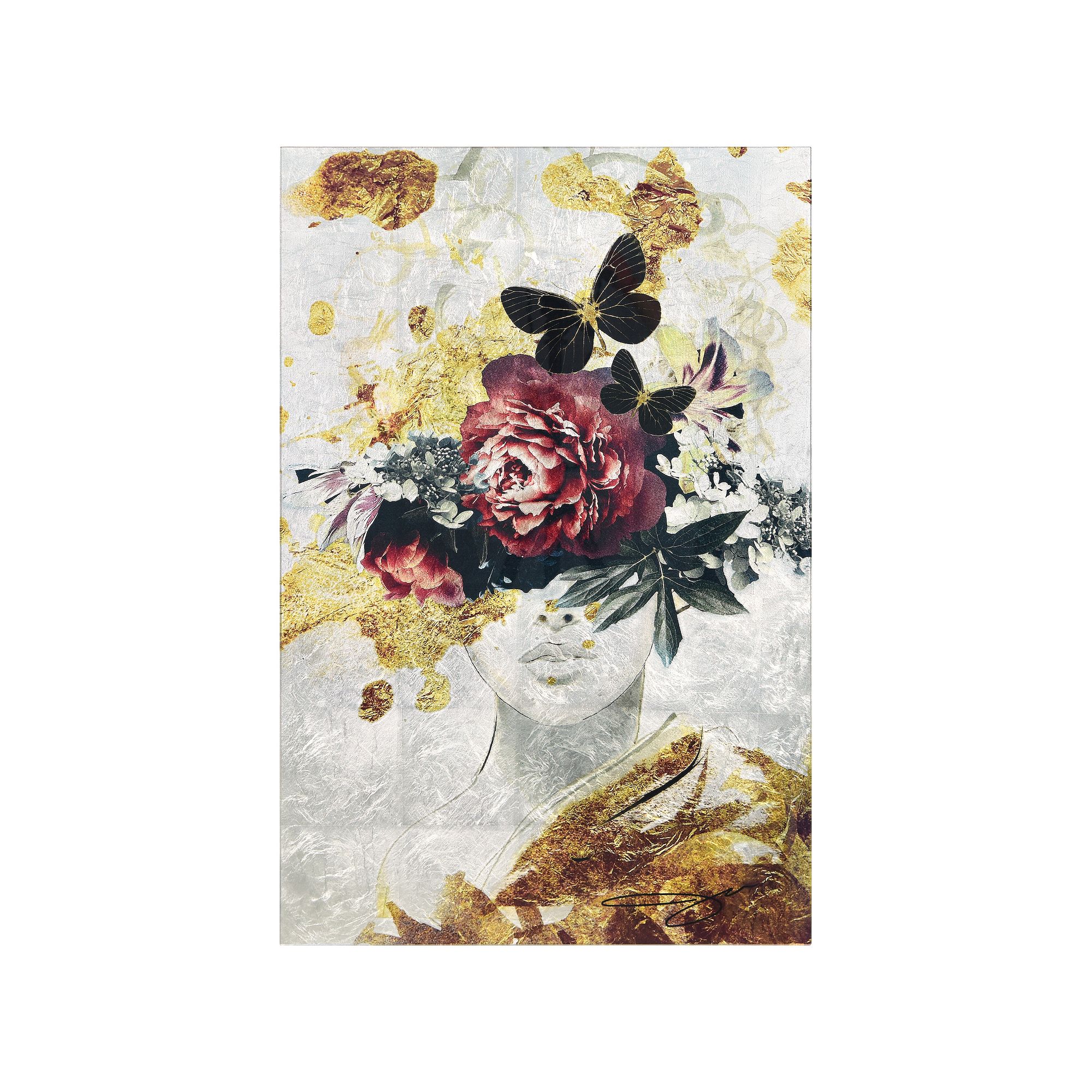 Empire Art Direct Gold Elegance Tempered Glass with Silver Leaf, Multi