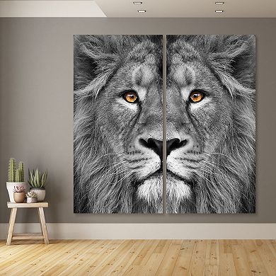 Empire Art Direct King of the Jungle AB Frameless Free-Floating Tempered Glass Panel Graphic Wall Art