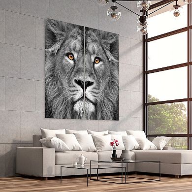 Empire Art Direct King of the Jungle AB Frameless Free-Floating Tempered Glass Panel Graphic Wall Art