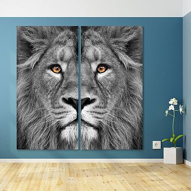 Empire Art Direct King of the Jungle AB Frameless Free-Floating Tempered Glass Panel Graphic Wall Art