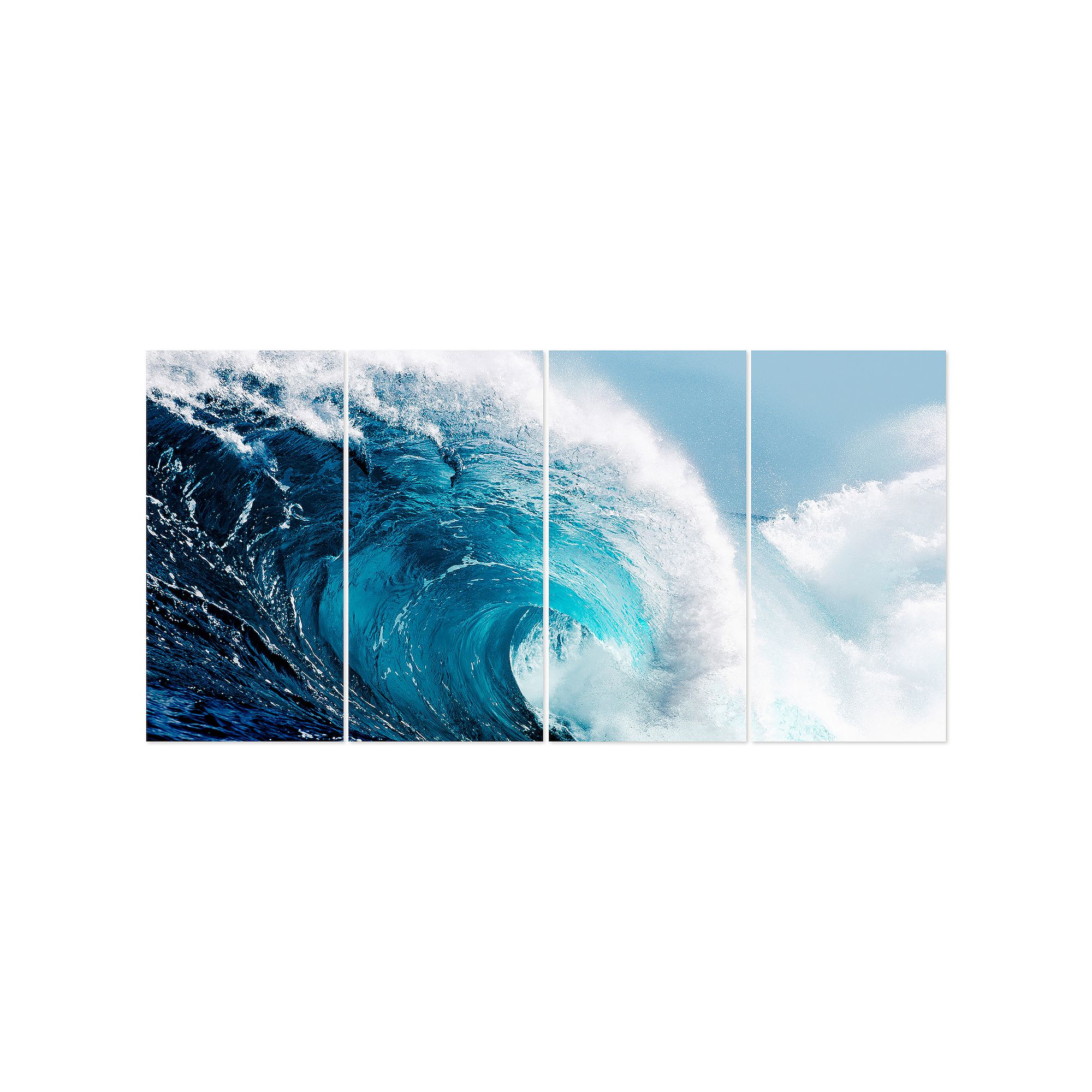 Empire Art Direct Blue Wave ABCD Frameless Free-Floating Tempered Glas