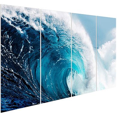 Empire Art Direct "Blue Wave ABCD" Frameless Free-Floating Tempered Glass Panel Graphic Wall Art