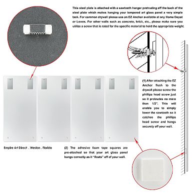 Empire Art Direct "Blue Wave ABCD" Frameless Free-Floating Tempered Glass Panel Graphic Wall Art