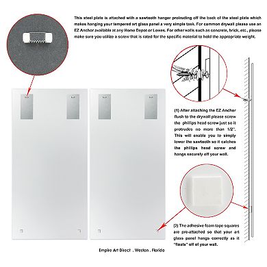 Empire Art Direct "Palm Breeze I AB" Frameless Free-Floating Tempered Glass Panel Graphic Wall Art 2-Piece Set
