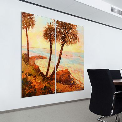 Empire Art Direct "Palm Breeze I AB" Frameless Free-Floating Tempered Glass Panel Graphic Wall Art 2-Piece Set