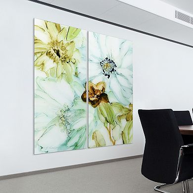 Empire Art Direct "Seaglass Garden I AB" Frameless Free-Floating Tempered Glass Panel Graphic Wall Art 2-Piece Set