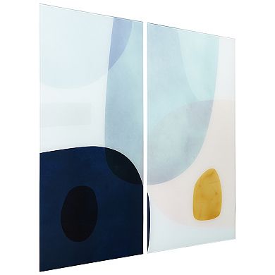Empire Art Direct "Gold Monde II AB" Frameless Free-Floating Tempered Glass Panel Graphic Wall Art 2-Piece Set