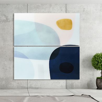 Empire Art Direct "Gold Monde II AB" Frameless Free-Floating Tempered Glass Panel Graphic Wall Art 2-Piece Set