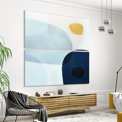 Empire Art Direct "Gold Monde II AB" Frameless Free-Floating Tempered Glass Panel Graphic Wall Art 2-Piece Set