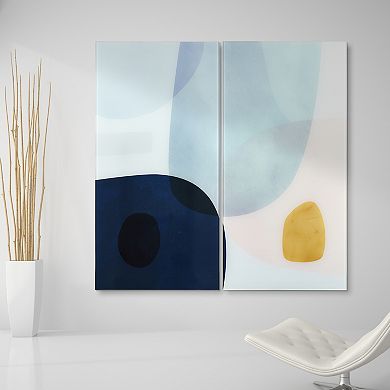 Empire Art Direct "Gold Monde II AB" Frameless Free-Floating Tempered Glass Panel Graphic Wall Art 2-Piece Set