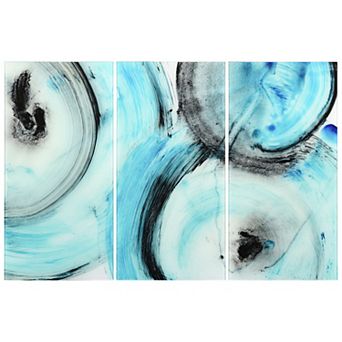 Empire Art Direct "Ripple Effect IV ABC" Frameless Free-Floating Tempered Glass Panel Graphic Wall Art 3 pc Set