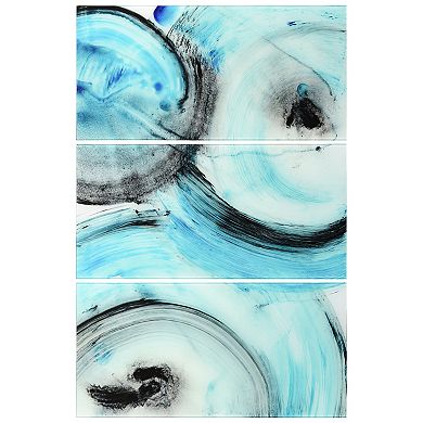 Empire Art Direct "Ripple Effect IV ABC" Frameless Free-Floating Tempered Glass Panel Graphic Wall Art 3-Piece Set