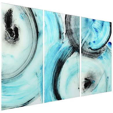 Empire Art Direct "Ripple Effect IV ABC" Frameless Free-Floating Tempered Glass Panel Graphic Wall Art 3-Piece Set