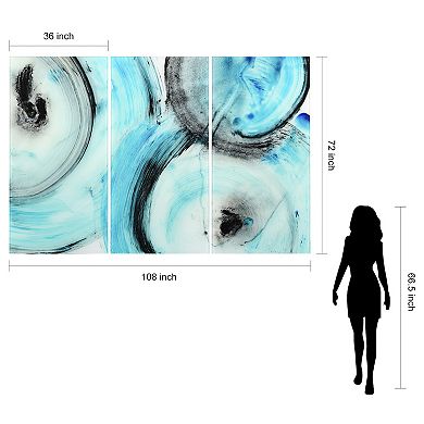 Empire Art Direct "Ripple Effect IV ABC" Frameless Free-Floating Tempered Glass Panel Graphic Wall Art 3-Piece Set
