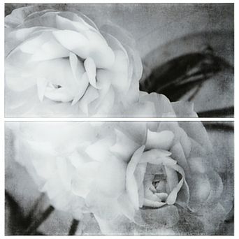 Empire Art Direct "Dark Ranunculus I AB" Frameless Free-Floating Tempered Glass Panel Graphic Wall Art 2 pc Set