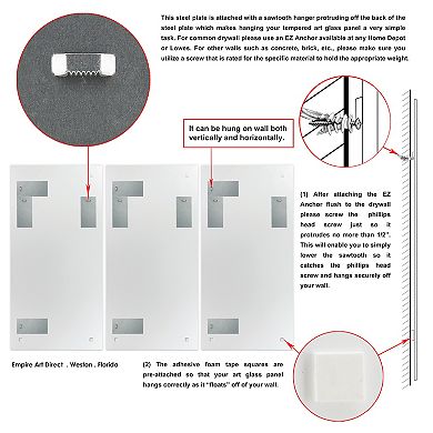 Empire Art Direct "Granite I ABC" Frameless Free-Floating Tempered Glass Panel Graphic Wall Art 3-Piece Set