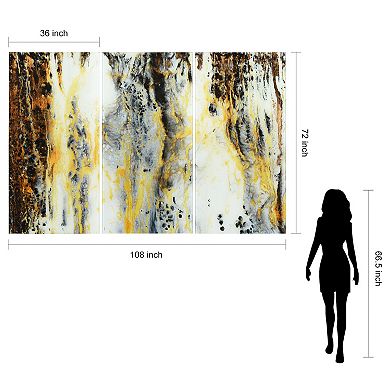 Empire Art Direct "Granite I ABC" Frameless Free-Floating Tempered Glass Panel Graphic Wall Art 3-Piece Set