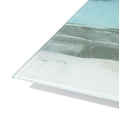 Empire Art Direct "Textured Ocean Tide II AB" Frameless Free-Floating Tempered Glass Panel Graphic Wall Art 2-Piece Set