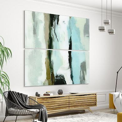 Empire Art Direct "Textured Ocean Tide II AB" Frameless Free-Floating Tempered Glass Panel Graphic Wall Art 2-Piece Set
