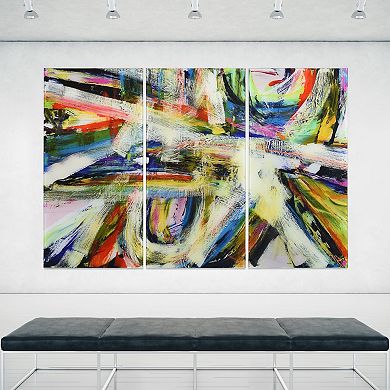 Empire Art Direct "Rock Star I ABC" Frameless Free-Floating Tempered Glass Panel Graphic Wall Art 3-Piece Set