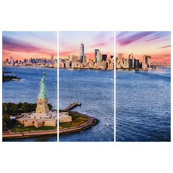 Empire Art Direct "New York View ABC" Frameless Free-Floating Tempered Glass Panel Graphic Wall Art 3 pc Set