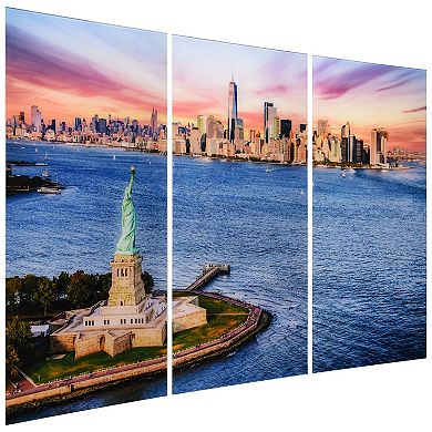 Empire Art Direct "New York View ABC" Frameless Free-Floating Tempered Glass Panel Graphic Wall Art 3-Piece Set