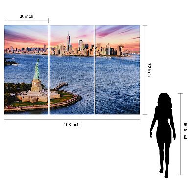 Empire Art Direct "New York View ABC" Frameless Free-Floating Tempered Glass Panel Graphic Wall Art 3-Piece Set