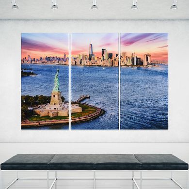 Empire Art Direct "New York View ABC" Frameless Free-Floating Tempered Glass Panel Graphic Wall Art 3-Piece Set