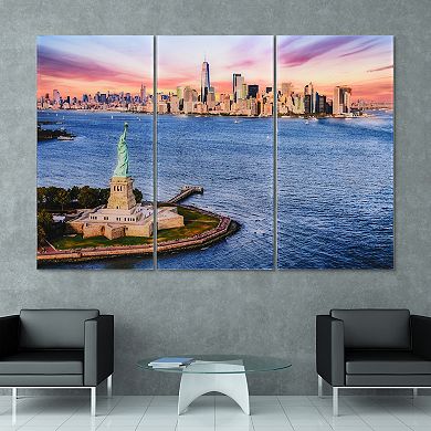 Empire Art Direct "New York View ABC" Frameless Free-Floating Tempered Glass Panel Graphic Wall Art 3-Piece Set