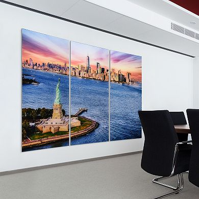 Empire Art Direct "New York View ABC" Frameless Free-Floating Tempered Glass Panel Graphic Wall Art 3-Piece Set