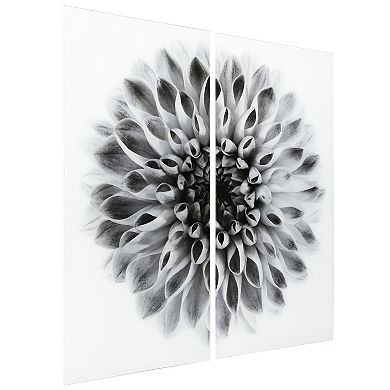 Empire Art Direct "Dahlia AB" Frameless Free-Floating Tempered Glass Panel Graphic Wall Art 2-Piece Set