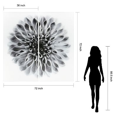 Empire Art Direct "Dahlia AB" Frameless Free-Floating Tempered Glass Panel Graphic Wall Art 2-Piece Set