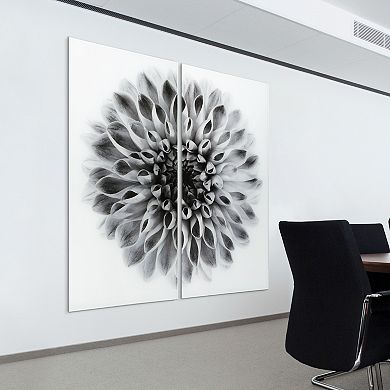 Empire Art Direct "Dahlia AB" Frameless Free-Floating Tempered Glass Panel Graphic Wall Art 2-Piece Set