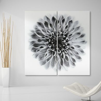 Empire Art Direct "Dahlia AB" Frameless Free-Floating Tempered Glass Panel Graphic Wall Art 2-Piece Set