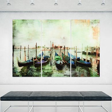 Empire Art Direct "Venice Gondolas ABC" Frameless Free-Floating Tempered Glass Panel Graphic Wall Art 3-Piece Set